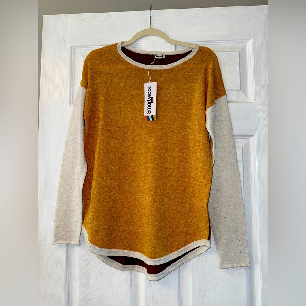 SmartWool Shadow Pine Women’s ColorBlock Yellow Sweater Size Small MSRP $95